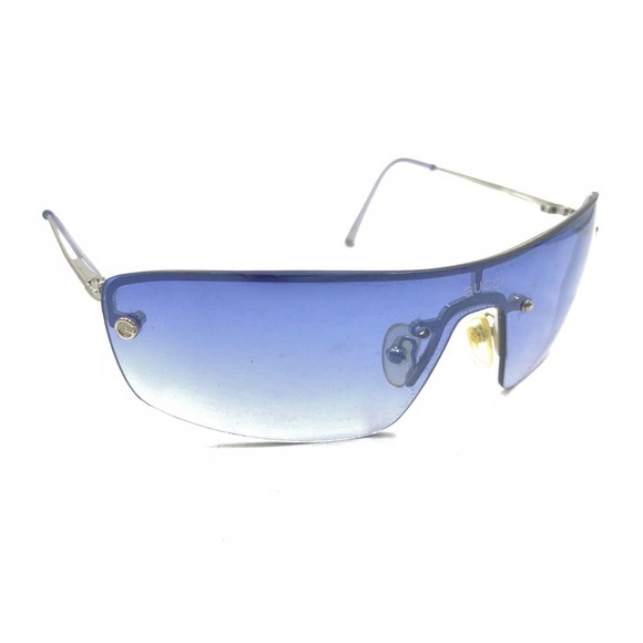 Gucci G233 Silver Wrap Half Rim Sunglasses Blue Lens Italy Designer Men Women - Picture 1 of 12